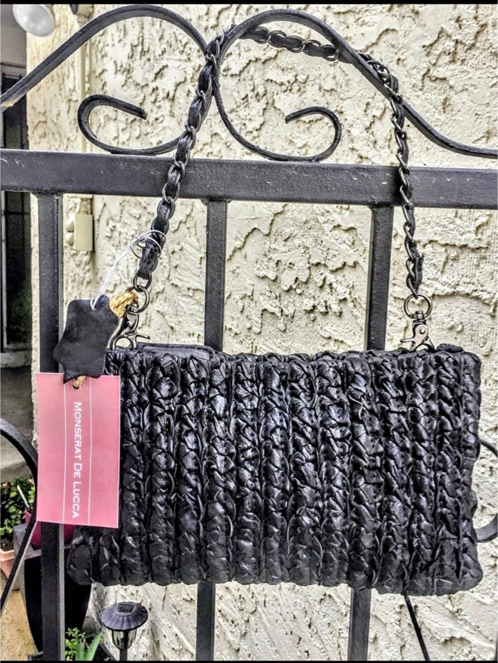 NWT Monserat De Lucca Aventura Clutch Black Quilted Clutch